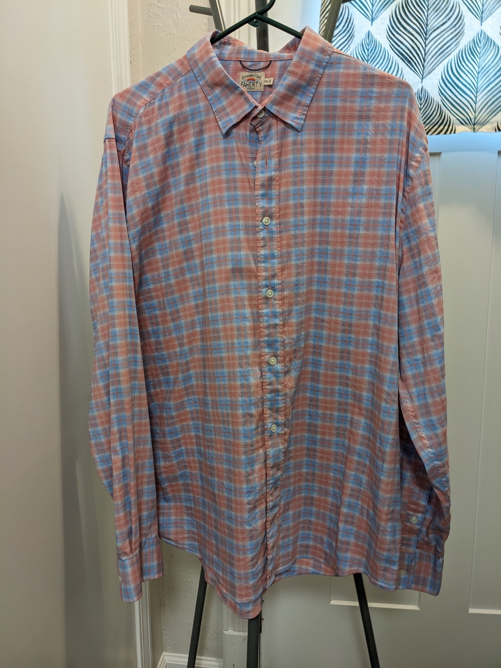 Faherty Movement Pink & Light Blue Plaid Long-Sleeve Button-Down Shirt
